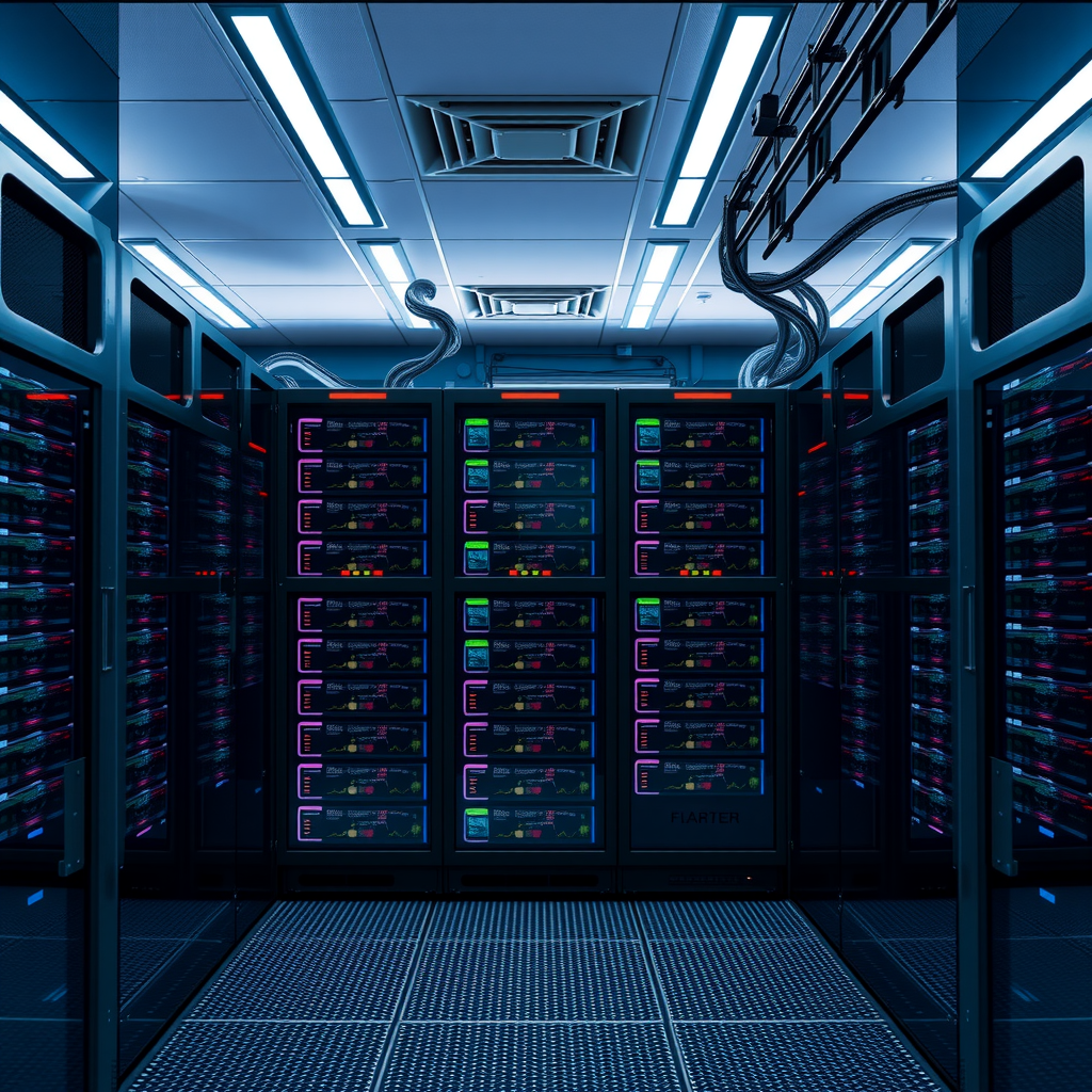 Modernes Rechenzentrum mit Servern und Netzwerkinfrastruktur für Echtzeit-Marktdaten
